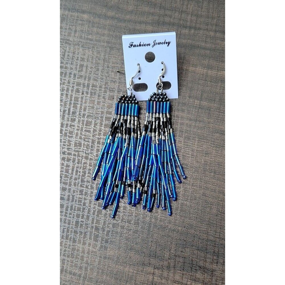 Blue Beaded Earrings
